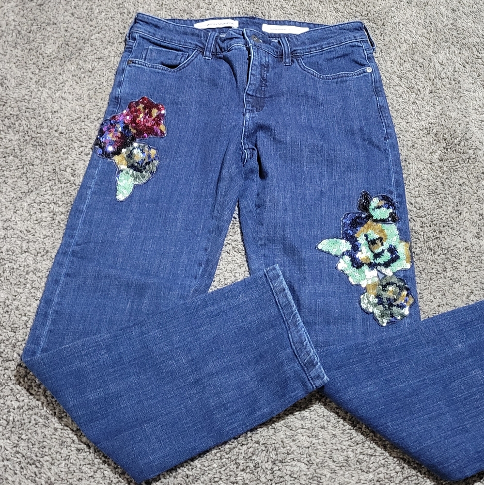 Pilcro and the letterpress sequin floral slim boyfriend jeans
